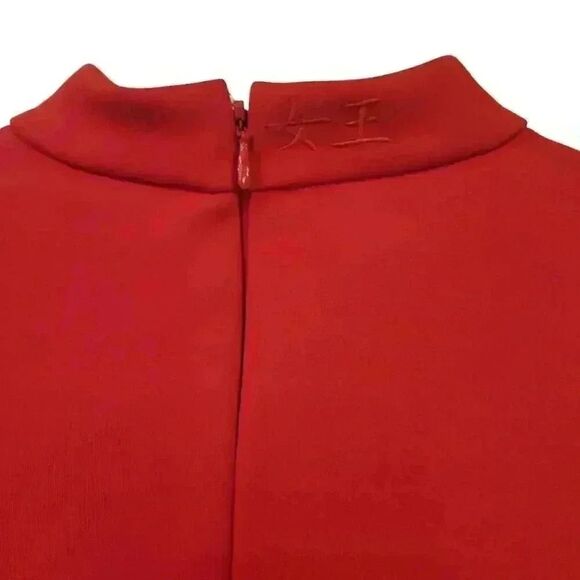 H&M Nikki Minaj Red Poly Scuba Fitted Mock Neck Long Sleeve Dress NEW - Picture 10 of 16